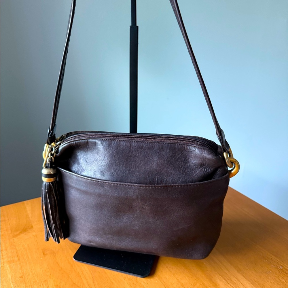 Tignanello Dark Brown Vintage Leather Crossbody Bag
